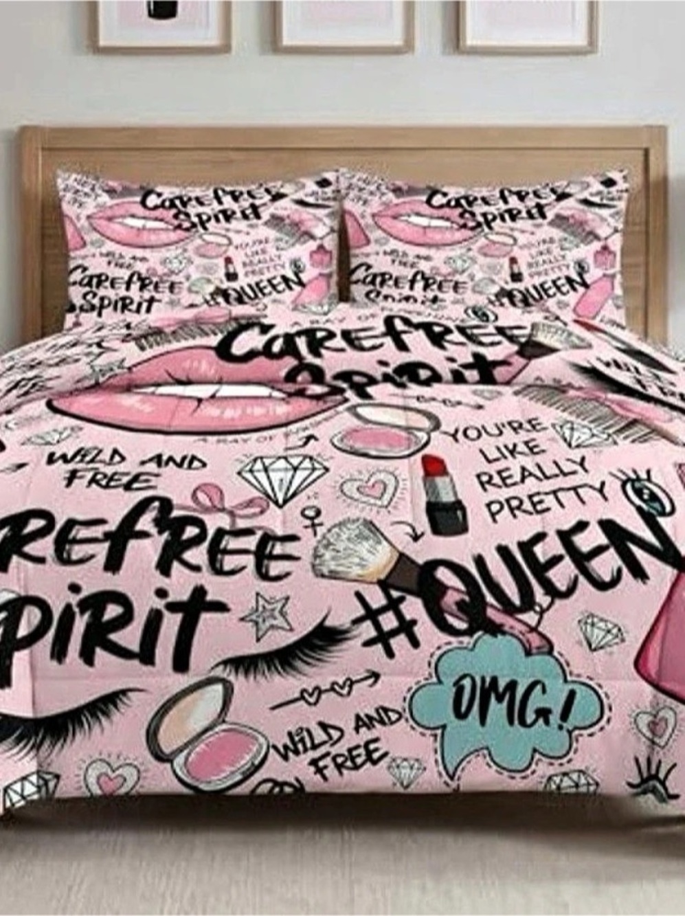 Pink & Black Graphic Comforter